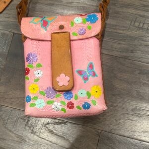 Leather Floral Crossbody Bag